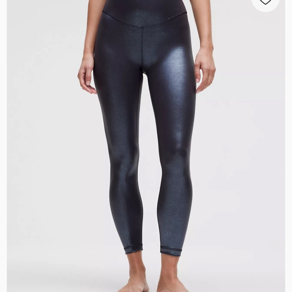 Lululemon Wunder Under SmoothCover 25" Leggings Size 4 Radiate Foil Dark Blue